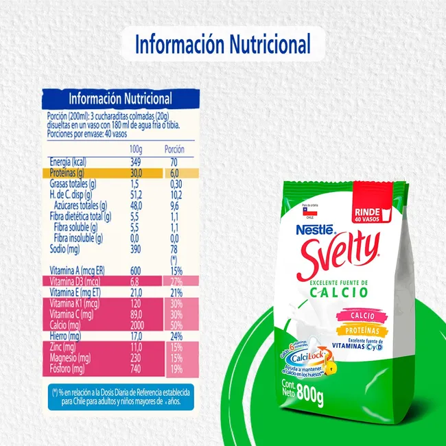 SVELTY - Leche En Polvo Svelty® Calcilock Extra Calcio  800g X2