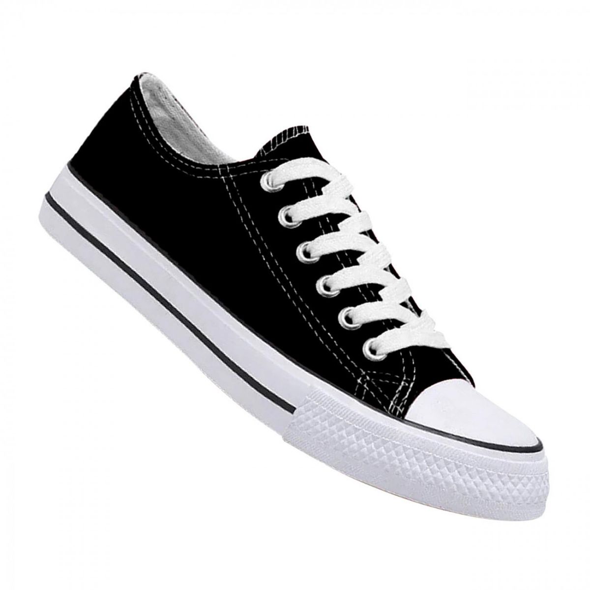 GENERICO - Zapatilla Urbana De lona Casual - Negro Blanco - 7079