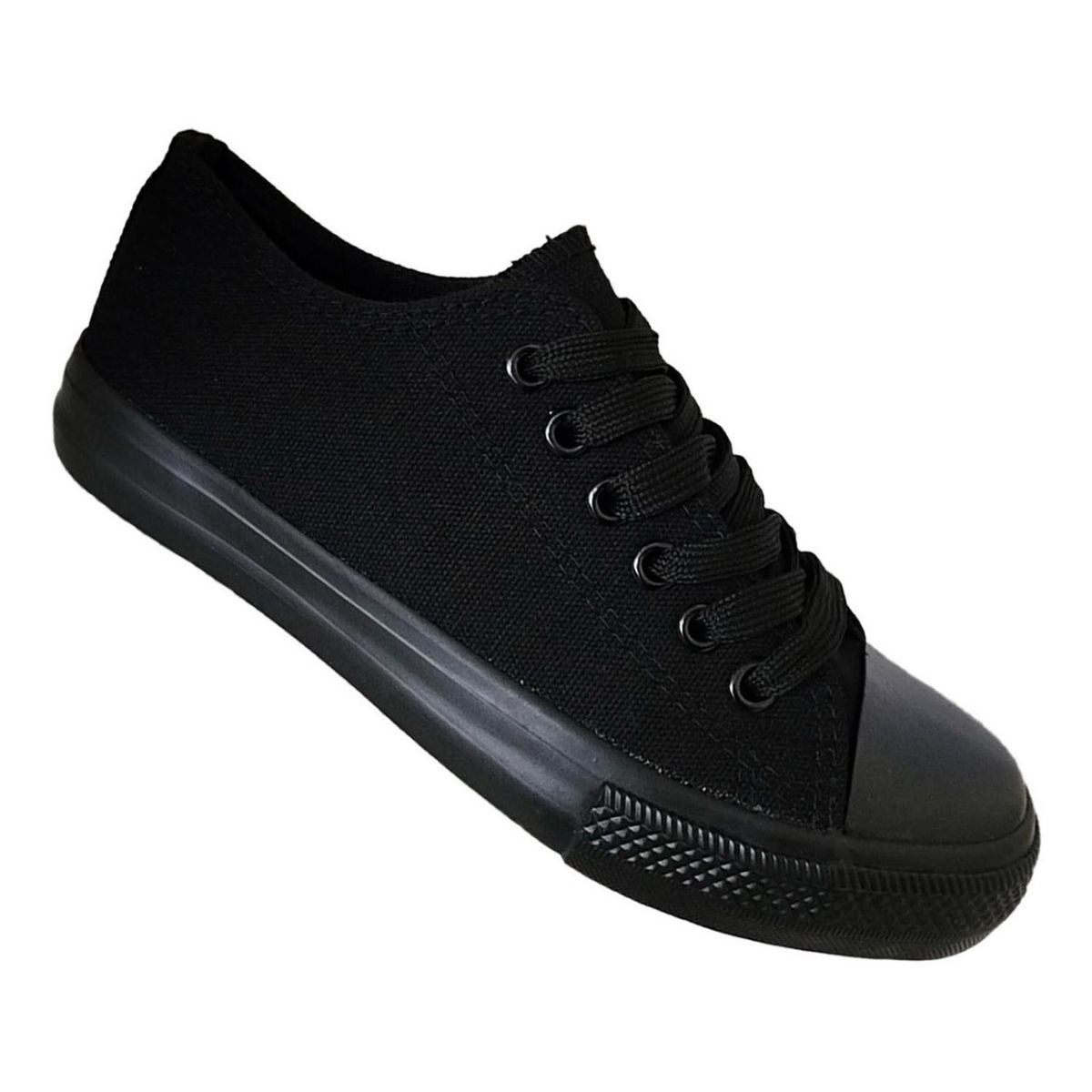 GENERICO - Zapatilla Urbana De Lona Unisex Casual - Negro Completo 7091