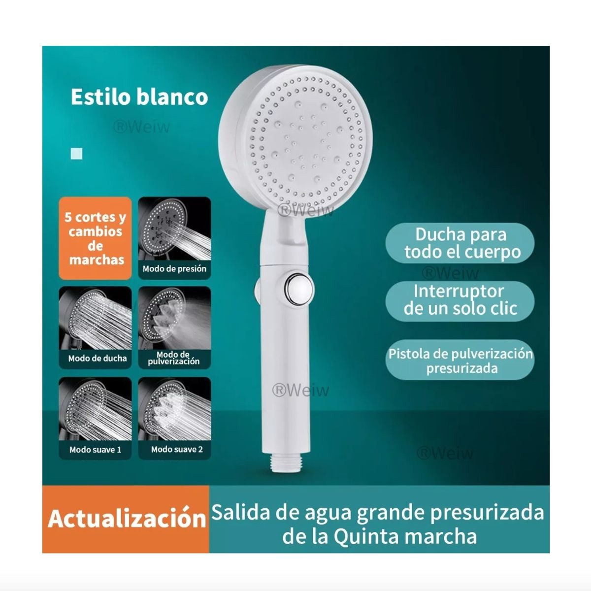 GENERICO - Kit Manguera Flexible Y Ducha Challa 1.5 Metros + Soporte