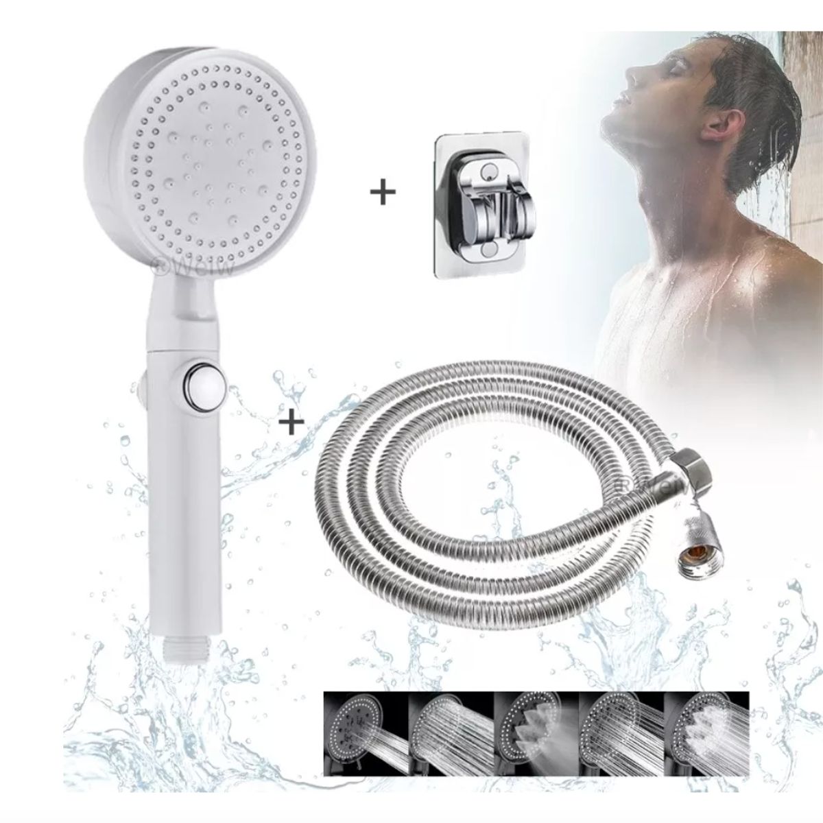 GENERICO - Kit Manguera Flexible Y Ducha Challa 1.5 Metros + Soporte