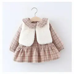 GENERICO - Vestido bebé niña escocés invierno con chaqueta