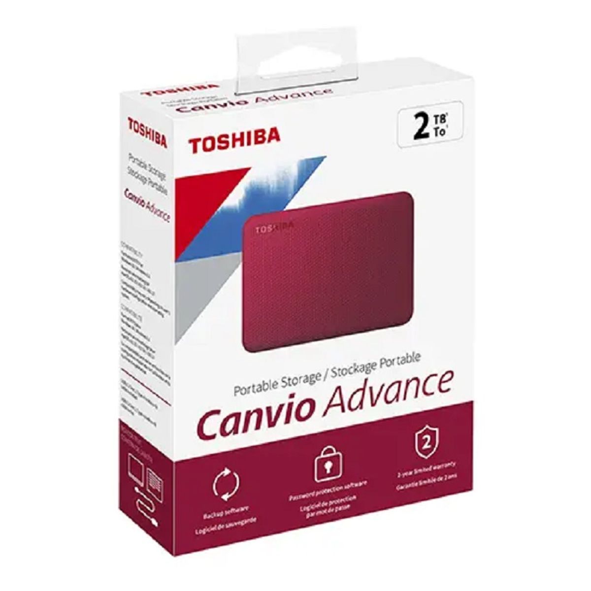 TOSHIBA - Disco Duro Externo Toshiba Canvio Advance 2Tb 2.5" Usb 3.0 Rojo