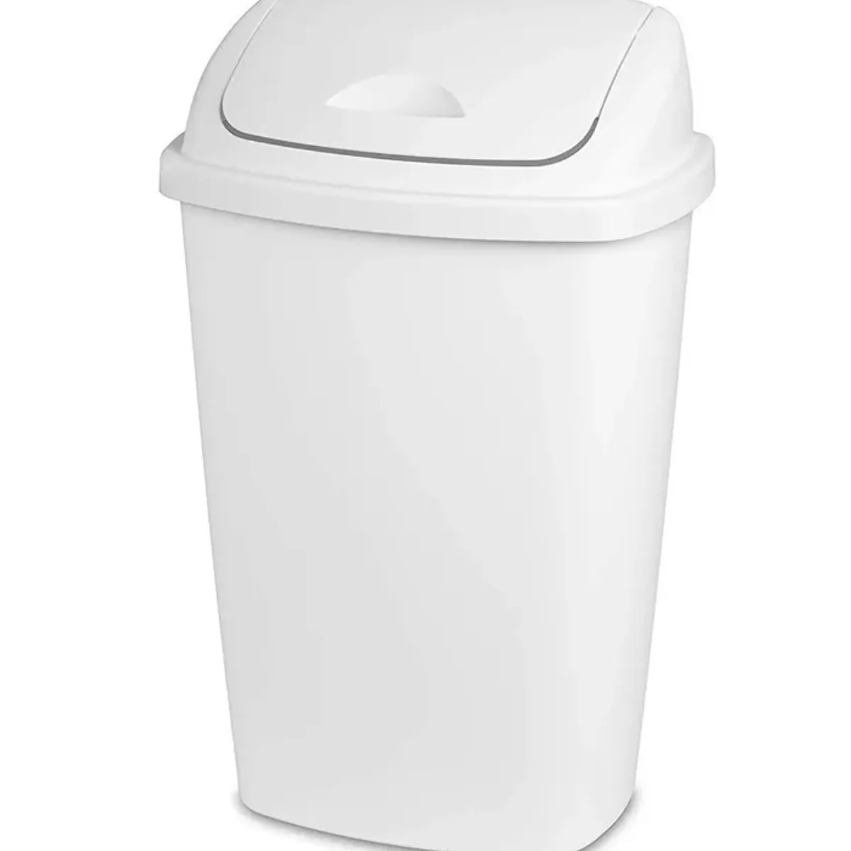 GENERICO - Basurero Plástico Baño Cocina 15 Litros Tapa Vaivén Blanco