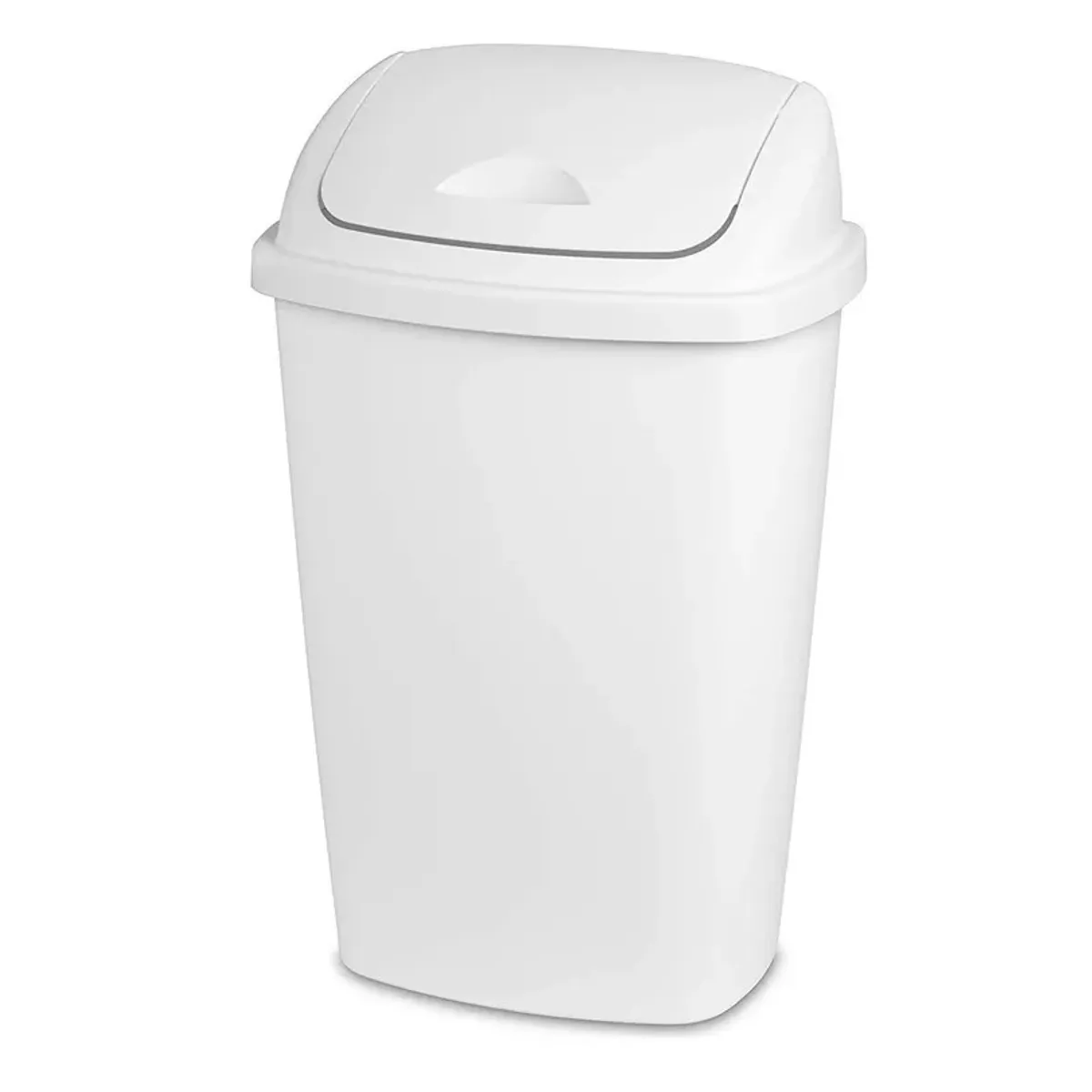 GENERICO - Basurero Plástico Baño Cocina 15 Litros Tapa Vaivén Blanco