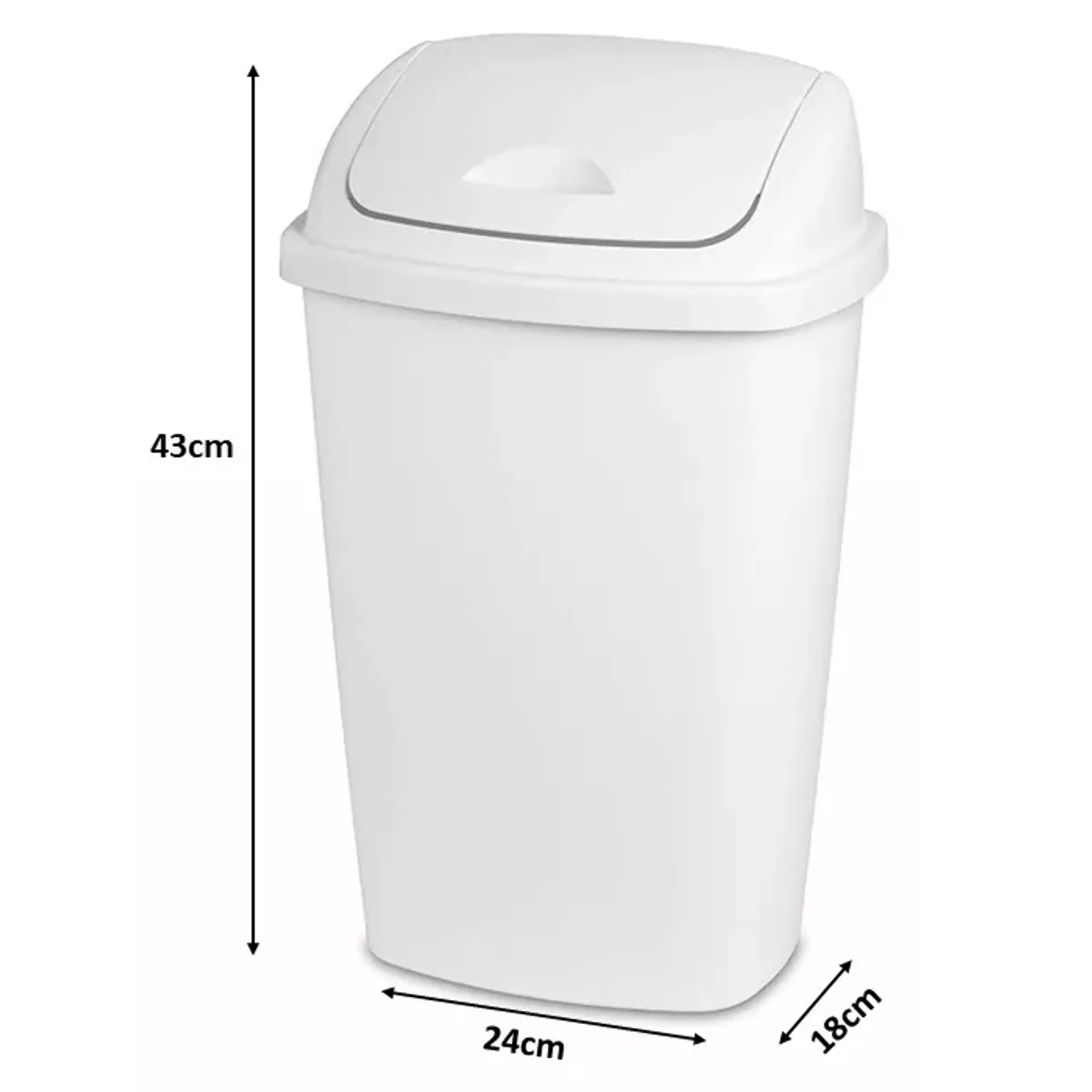 GENERICO - Basurero Plástico Baño Cocina 15 Litros Tapa Vaivén Blanco