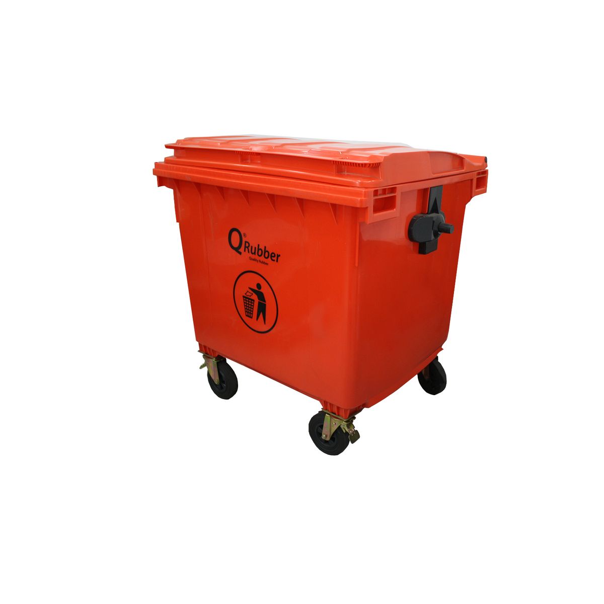 QRUBBER - Basurero Contenedor Basura 1100 lts rojo QRubber