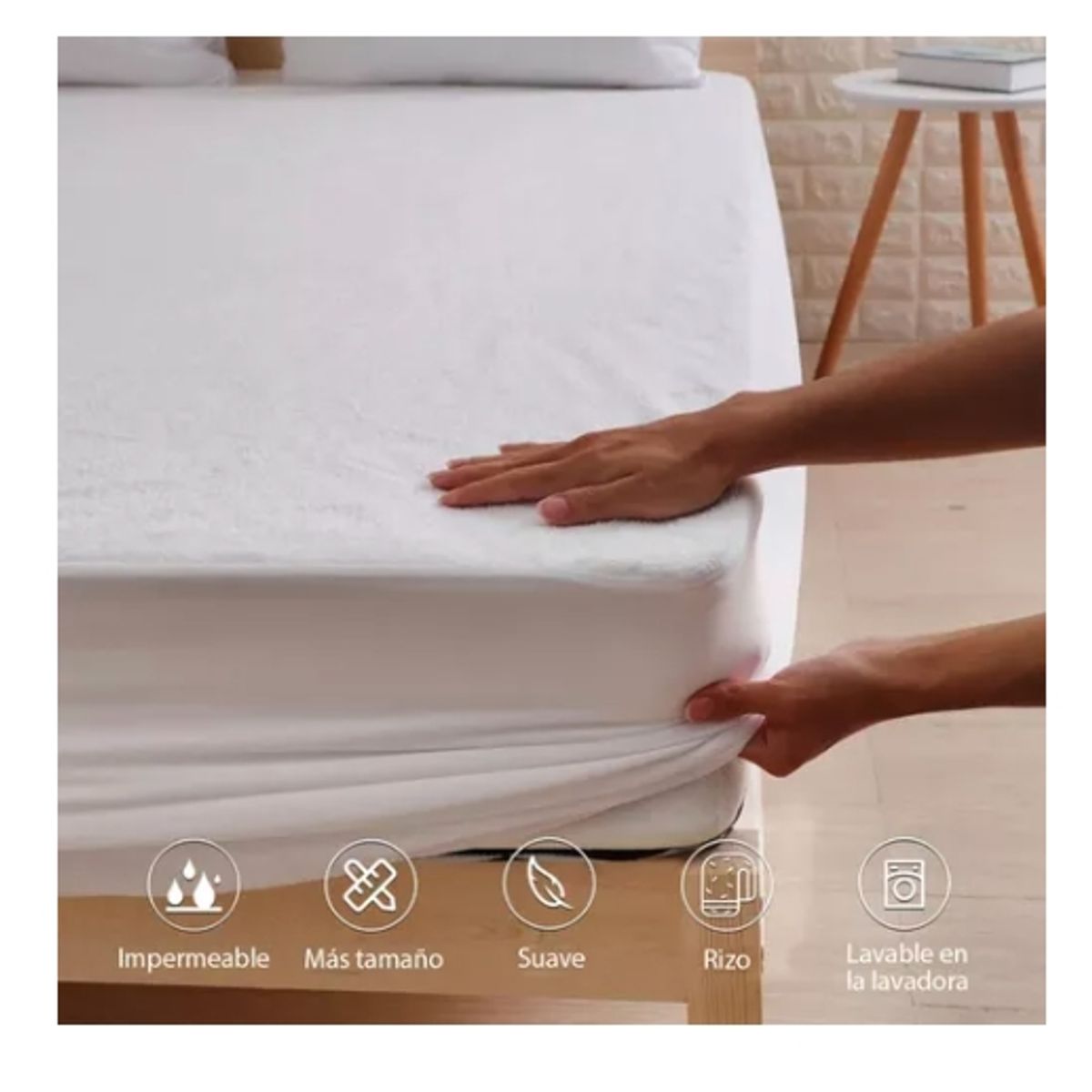 GENERICO - Cubrecolchon Protector Impermeable 2.0 Plazas (queen) Blanco