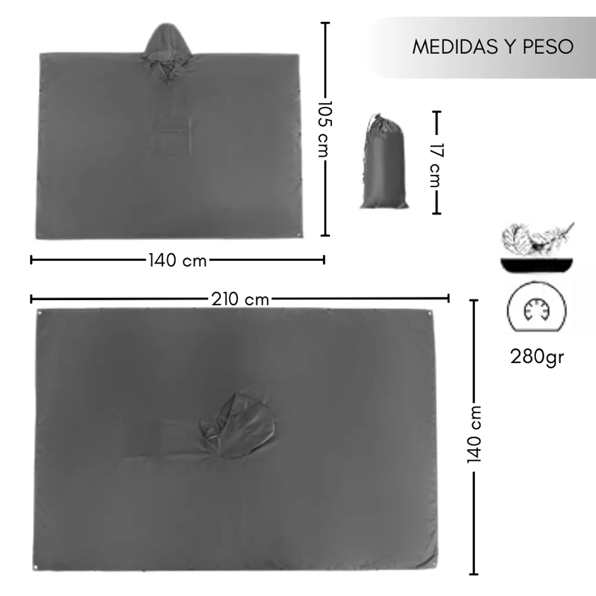 GENERICO - Poncho Impermeable Sin Olor Suave Capa Impermeable 210140cm