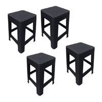 Piso Banco Rattan Plastico Pack 4 Unidades Negro