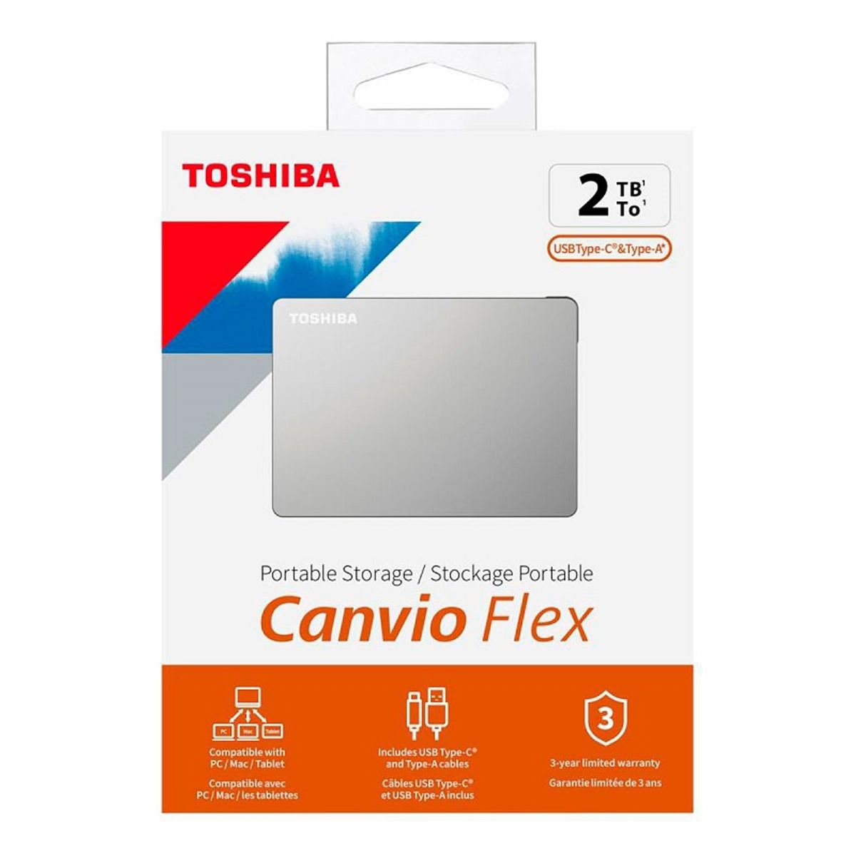 TOSHIBA - Disco Duro Externo Toshiva Canvio Flex 2Tb 2.5" Usb 3.0 Silver