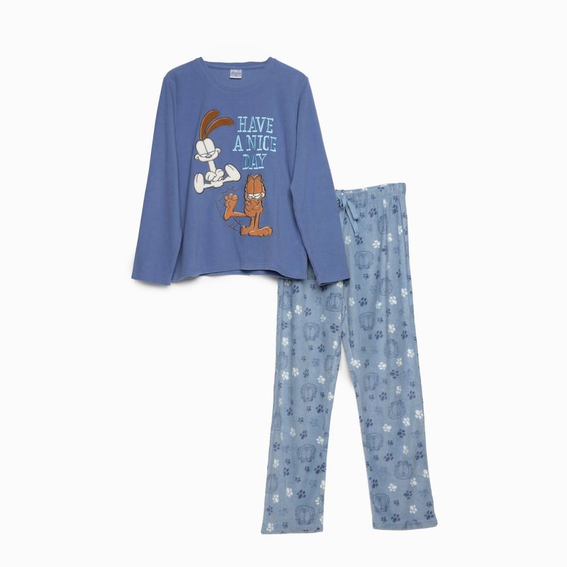 GARFIELD - Pijama Largo Mujer Personajes Azul Garfield