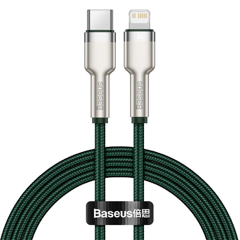 BASEUS - Cable Carga Rápida Metálico Baseus Tipo-C a Lightning de 100 cm 20W Verde