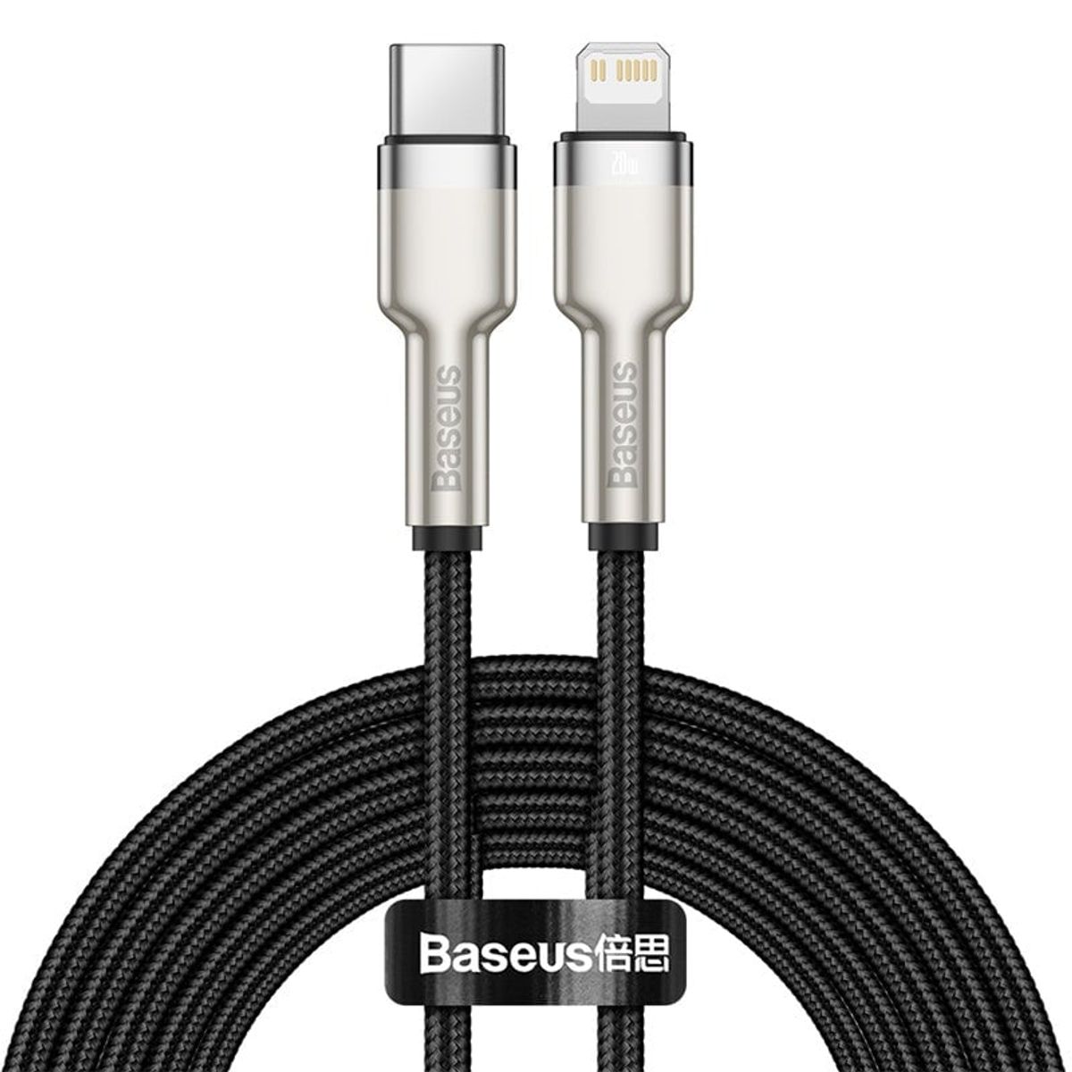 BASEUS - Cable Carga Rápida Metálico Baseus TipoC a Lightning 200 cm 20W Negro