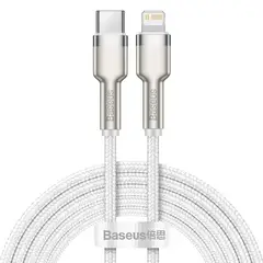 BASEUS - Cable Carga Rápida Metálico Tipo-C a Lightning de 200 cm 20W Blanco