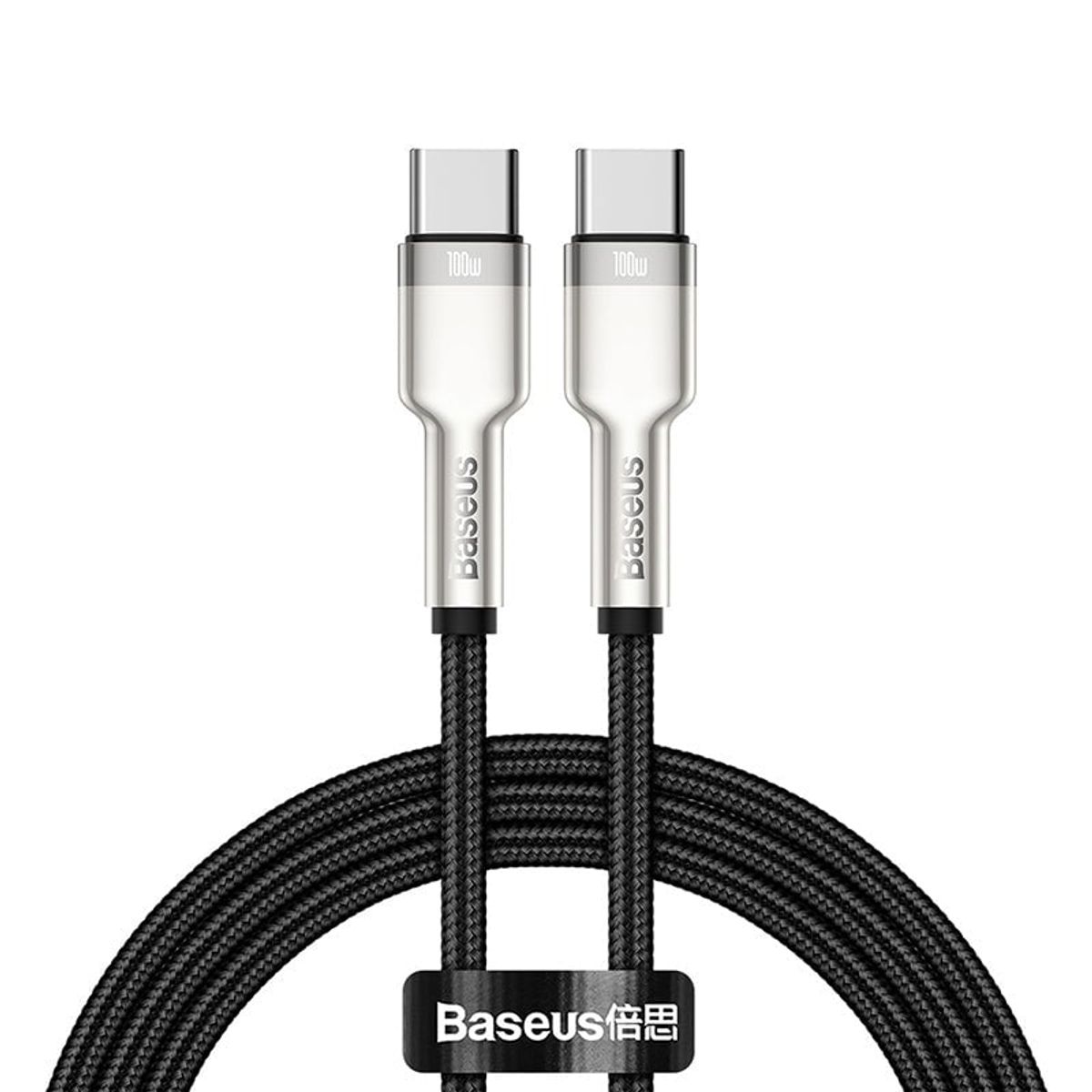 BASEUS - Cable Carga Rápida Metálico Baseus Tipo-C a Tipo-C 100 cm 100W Negro