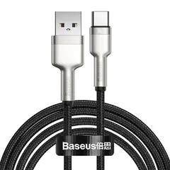 BASEUS - Cable Carga Rápida Metálico USB a Tipo-C de 200 cm 66W Negro