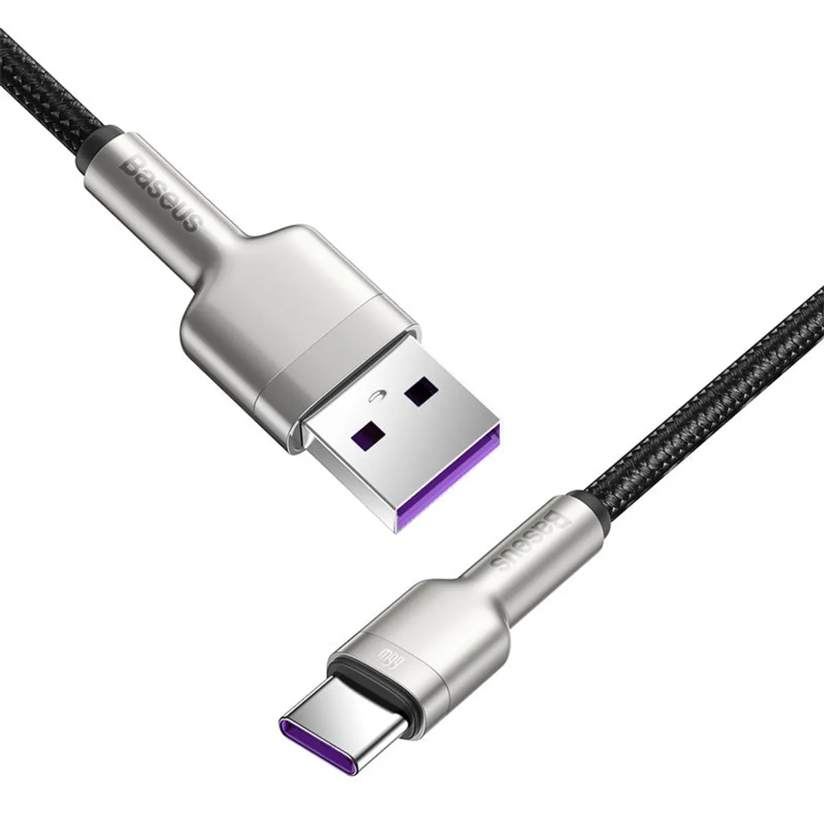 BASEUS - Cable Carga Rápida Metálico Baseus USB a Tipo-C de 200 cm 66W Negro