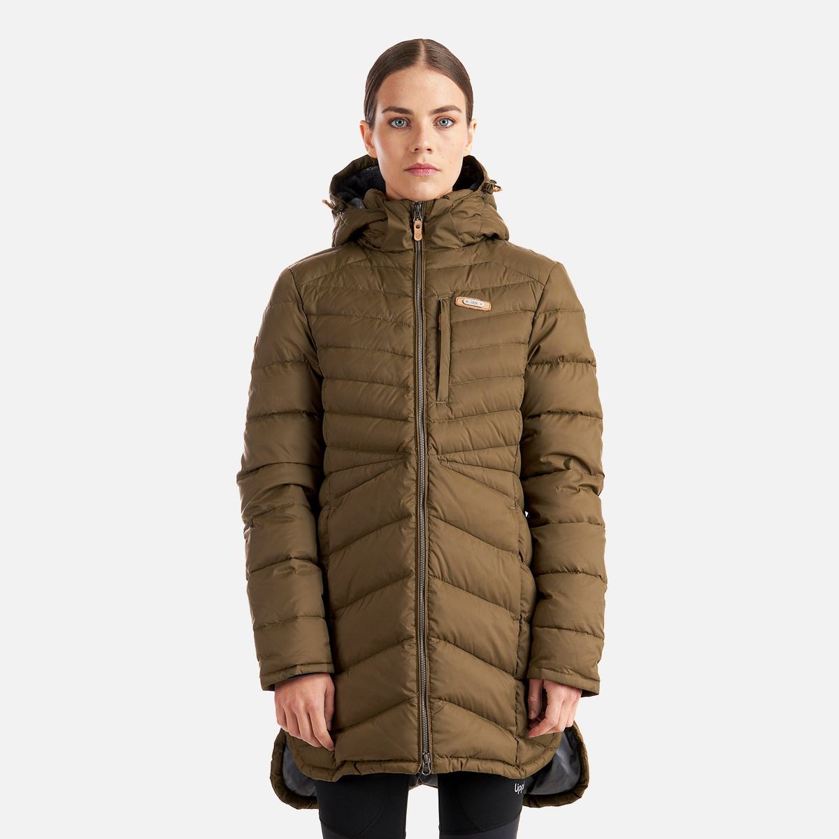 LIPPI - Chaqueta Mujer Quilca Down Long Hoody Jacket Oliva Oscuro Lippi