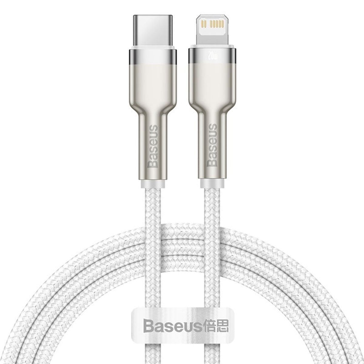 BASEUS - Cable Carga Rápida Metálico Baseus TipoC a Lightning 100 cm 20W Blanco