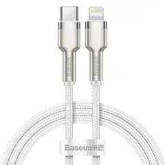 BASEUS - Cable Carga Rápida Metálico TipoC a Lightning 100 cm 20W Blanco