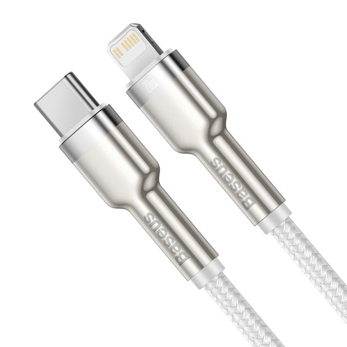 BASEUS - Cable Carga Rápida Metálico Baseus TipoC a Lightning 100 cm 20W Blanco