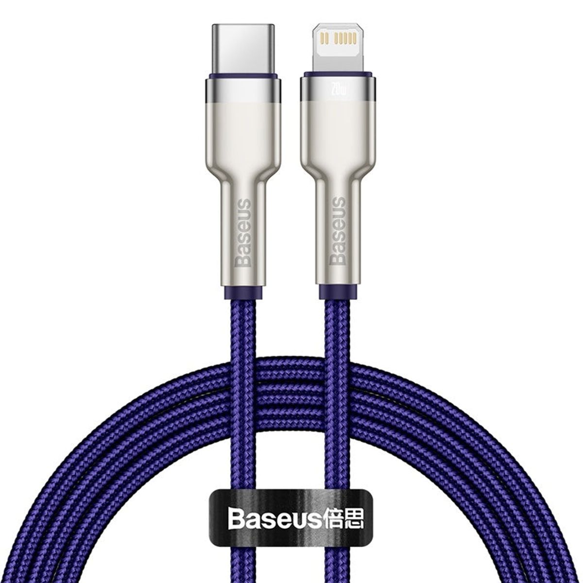 BASEUS - Cable Carga Rápida Metálico Baseus Tipo-C a Lightning 100 cm 20W Púrpura