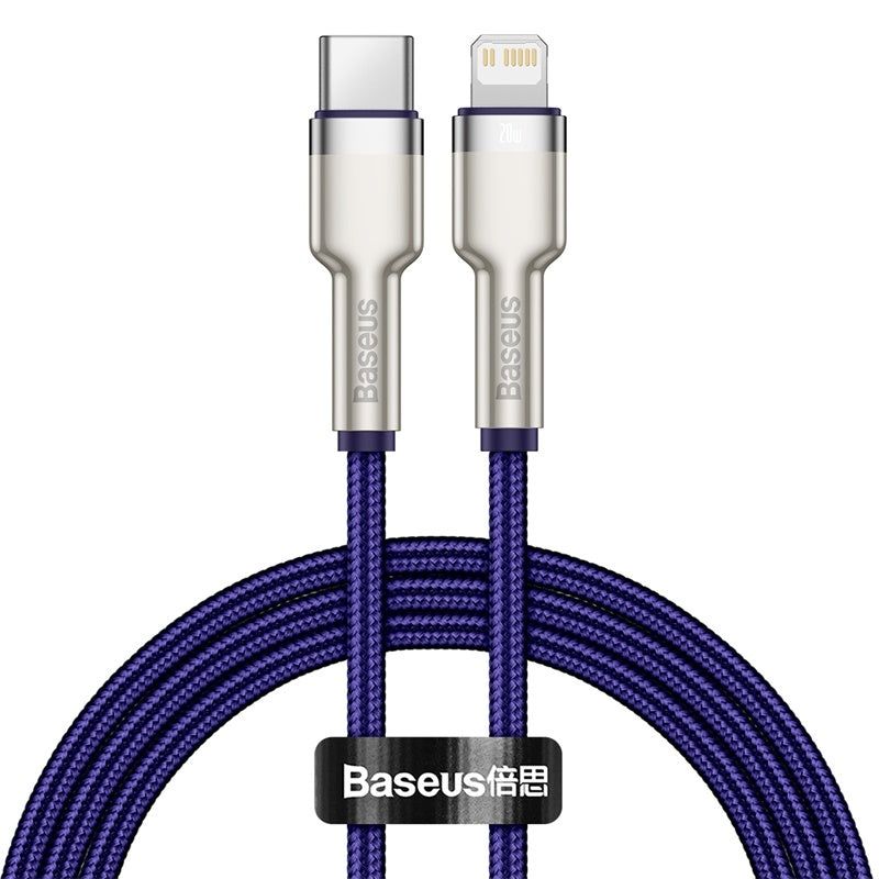 BASEUS - Cable Carga Rápida Metálico Baseus Tipo-C a Lightning 100 cm 20W Púrpura