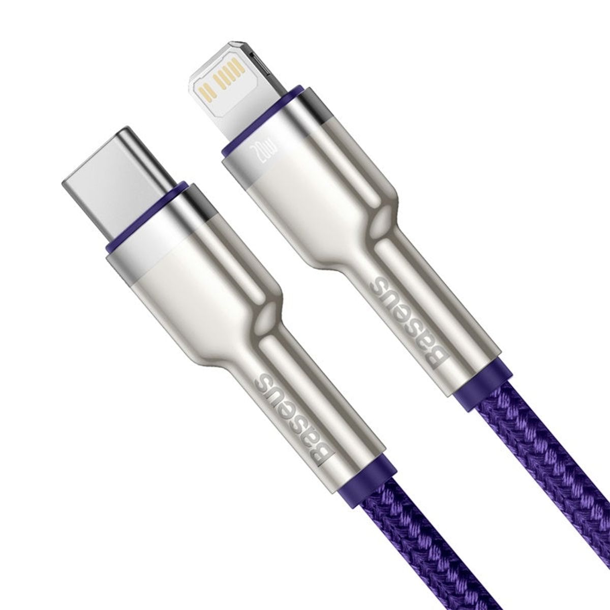 BASEUS - Cable Carga Rápida Metálico Baseus Tipo-C a Lightning 100 cm 20W Púrpura