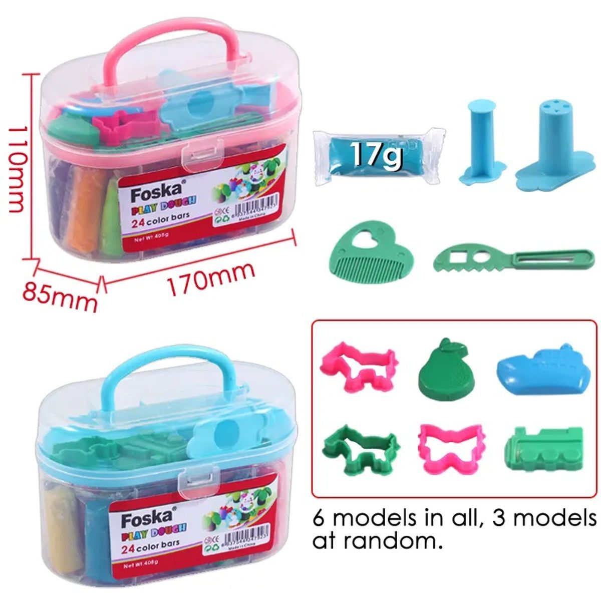 FOSKA - Set 24 masas plasticina tipo Play dough colores