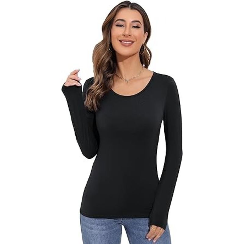 GARSIL - Pack 4 Camiseta Primera Capa De Bambú Polera Manga Larga Mujer