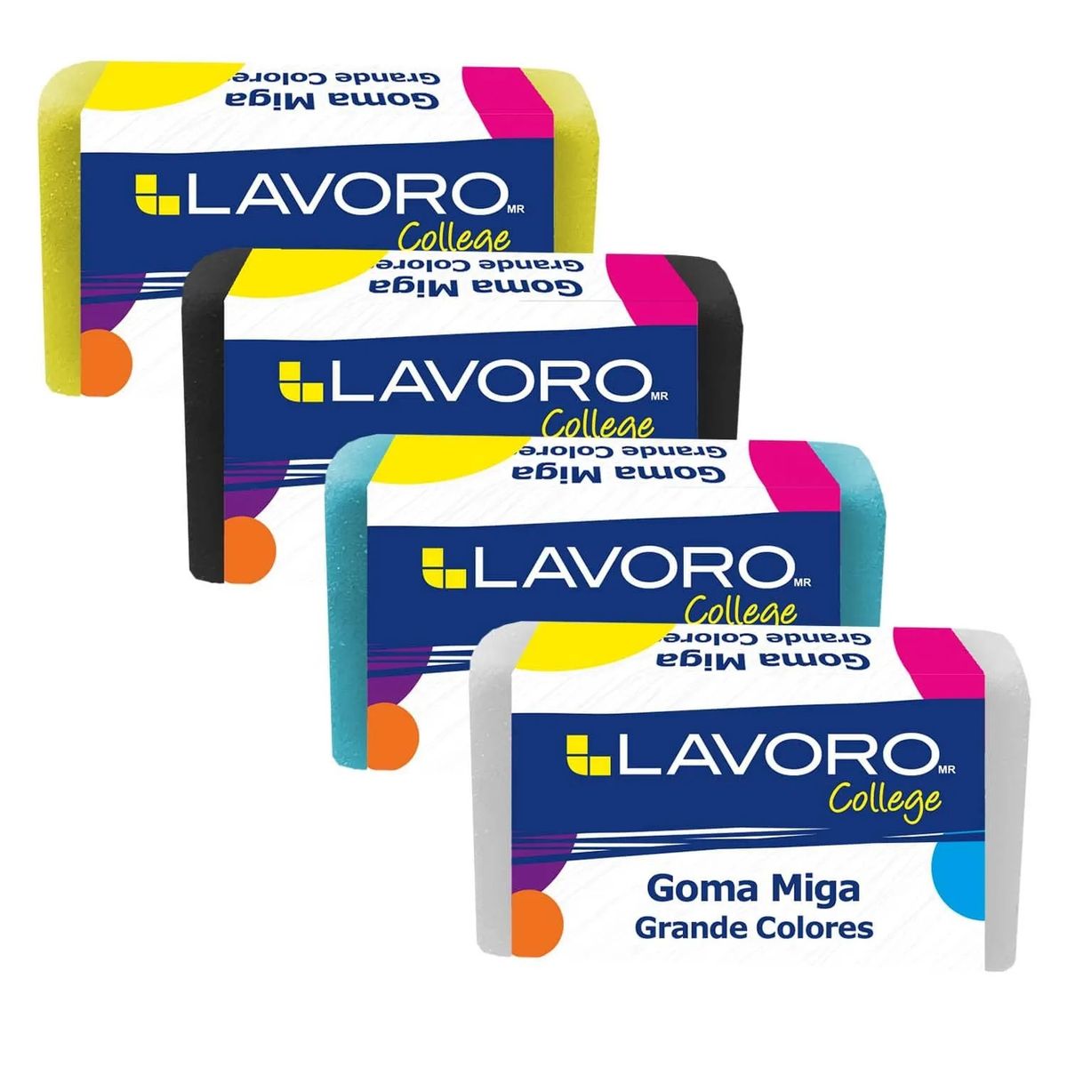 LAVORO - Goma de borrar miga grande colores