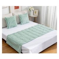 Set Piecera + 2 Fundas Cojín Tipo Piel Modelo Bambú Color Menta