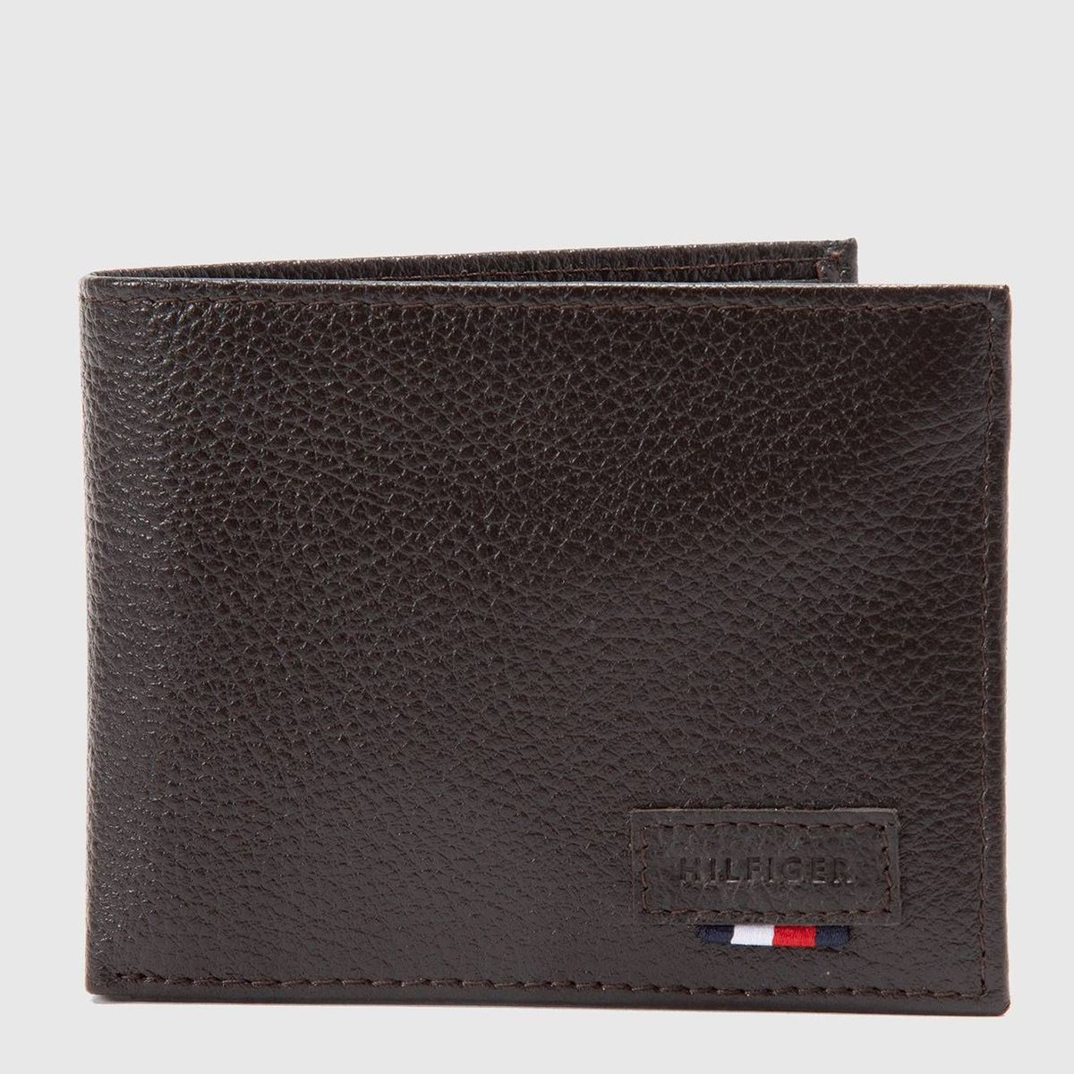 TOMMY HILFIGER - BILLETERA DE CUERO CLÁSICA CAFÉ TOMMY HILFIGER