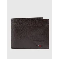 TOMMY HILFIGER - BILLETERA DE CUERO CLÁSICA CAFÉ