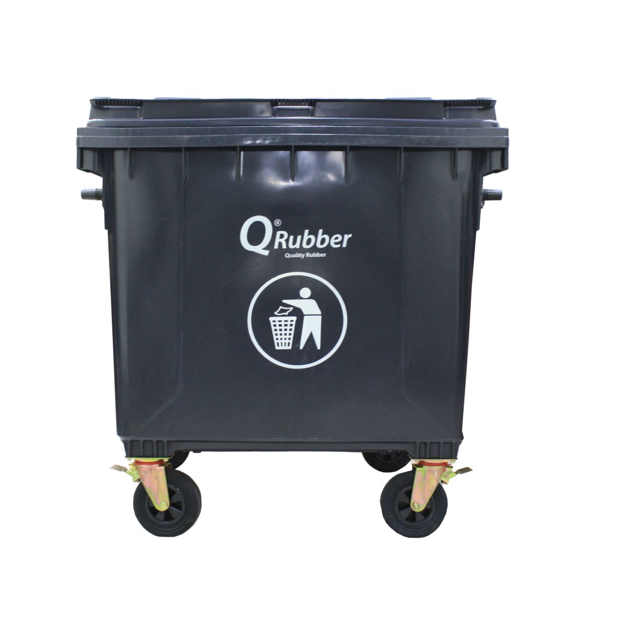 QRUBBER - Basurero Contenedor Basura 1100 lts negro QRubber
