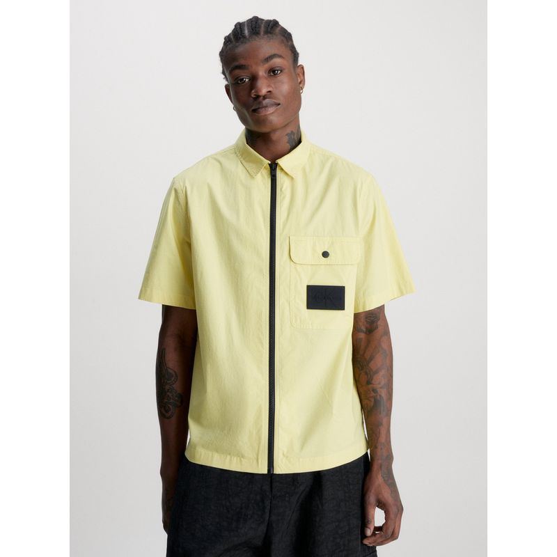 CALVIN KLEIN - Camisa Stretch Poplin Cierre Amarillo Calvin Klein