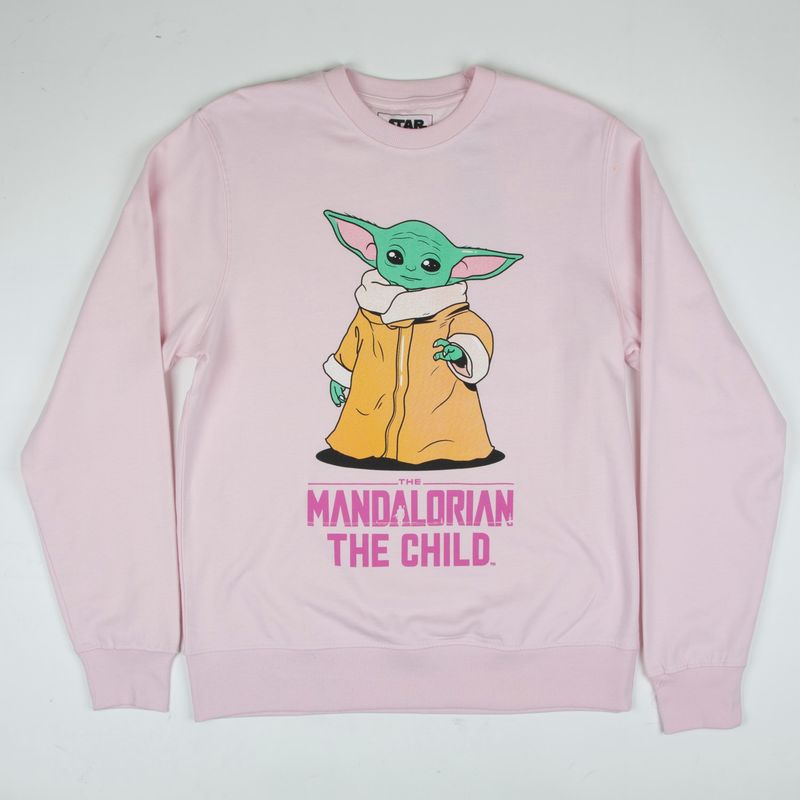 STAR WARS - Poleron Cerrado Mujer Baby Yoda Rosado Star Wars
