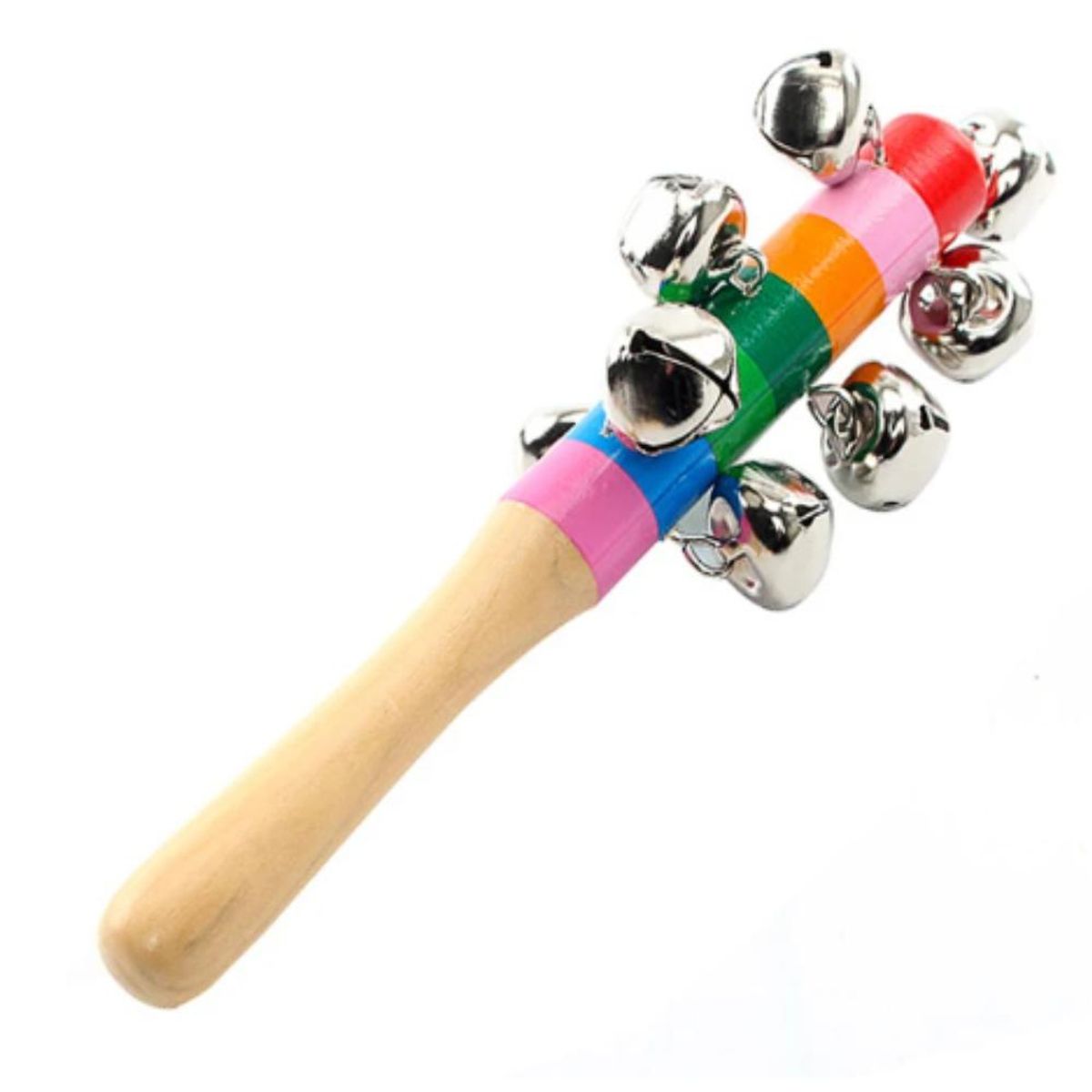 ARTIDIX - Cascabel sonajero madera de colores 10 cascabeles