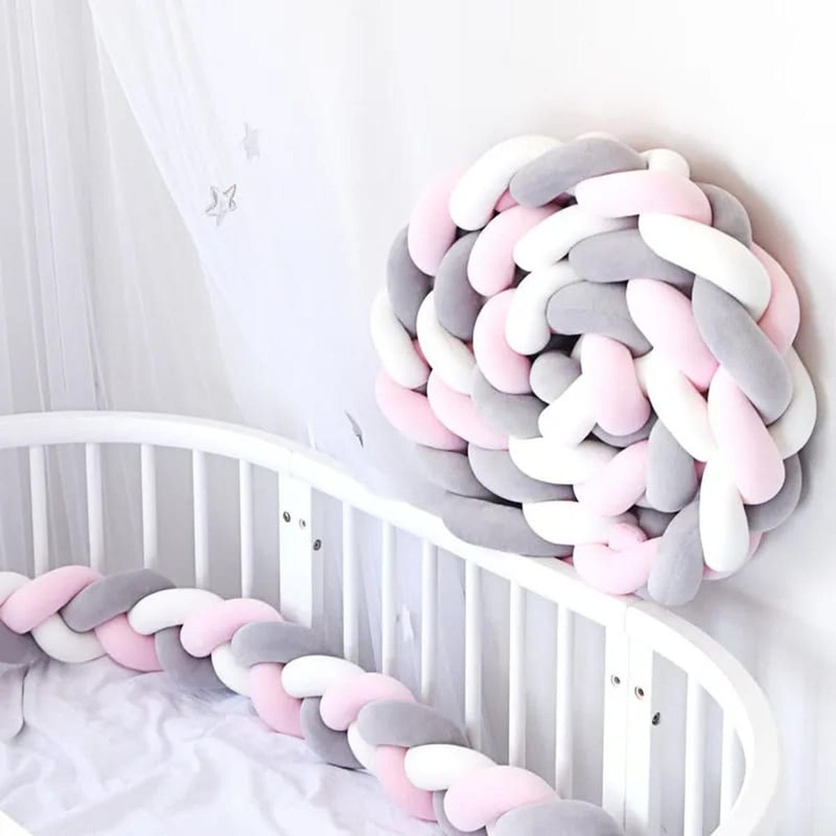 OEM - PROTECTOR DE ALGODON PARA CUNA BEBES 3 METROS - Rosa - 3M