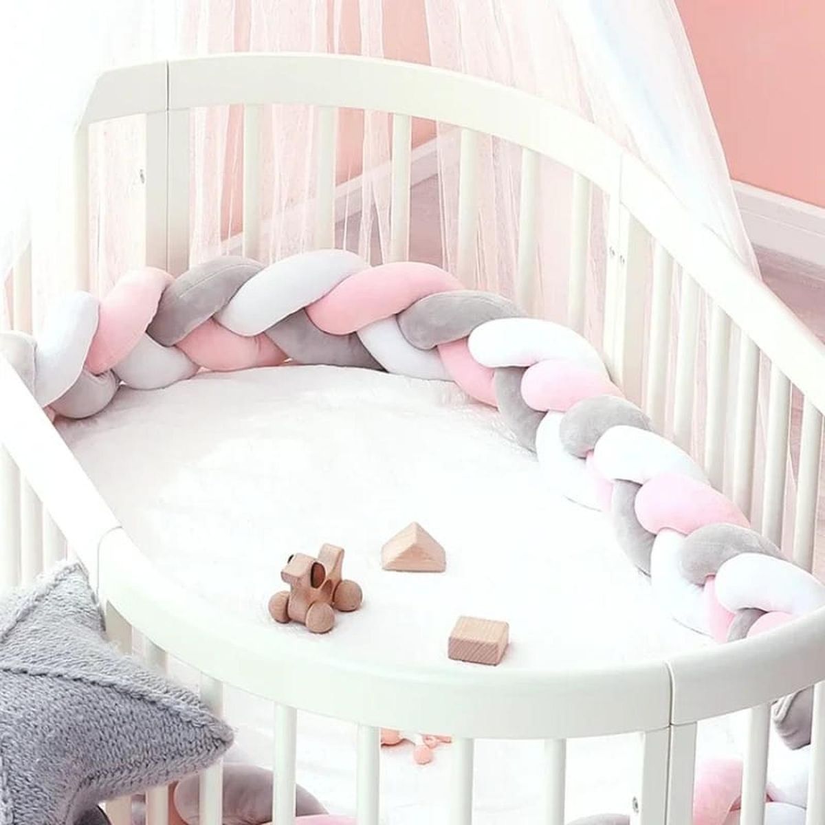 OEM - PROTECTOR DE ALGODON PARA CUNA BEBES 3 METROS - Rosa - 3M