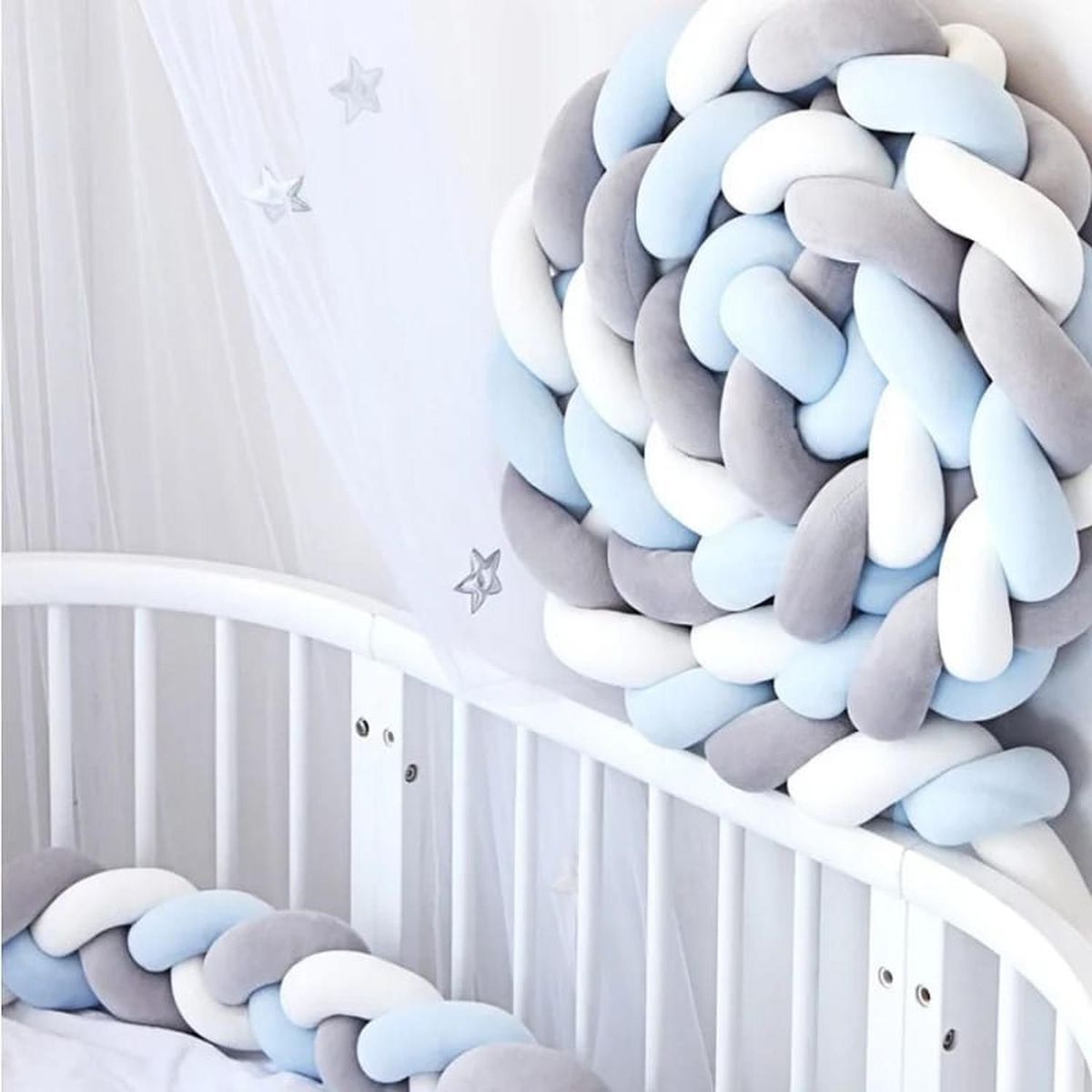 OEM - PROTECTOR DE ALGODON PARA CUNA BEBES 3 METROS - Celeste - 3M