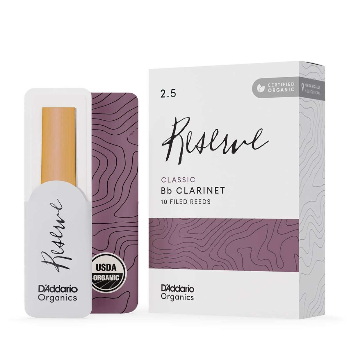 DADDARIO - Cañas Clarinete Bb 2.5 Organic Reserve Pack 10 ODCT1025 Daddario