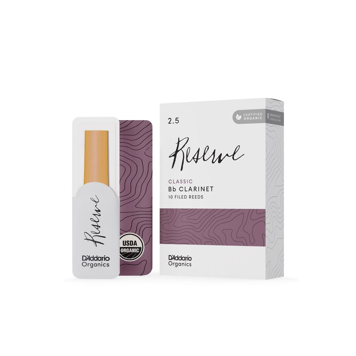 DADDARIO - Cañas Clarinete Bb 2.5 Organic Reserve Pack 10 ODCT1025 Daddario