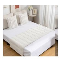 Set Piecera + 2 Fundas Cojín Tipo Piel Bambú Color Blanco