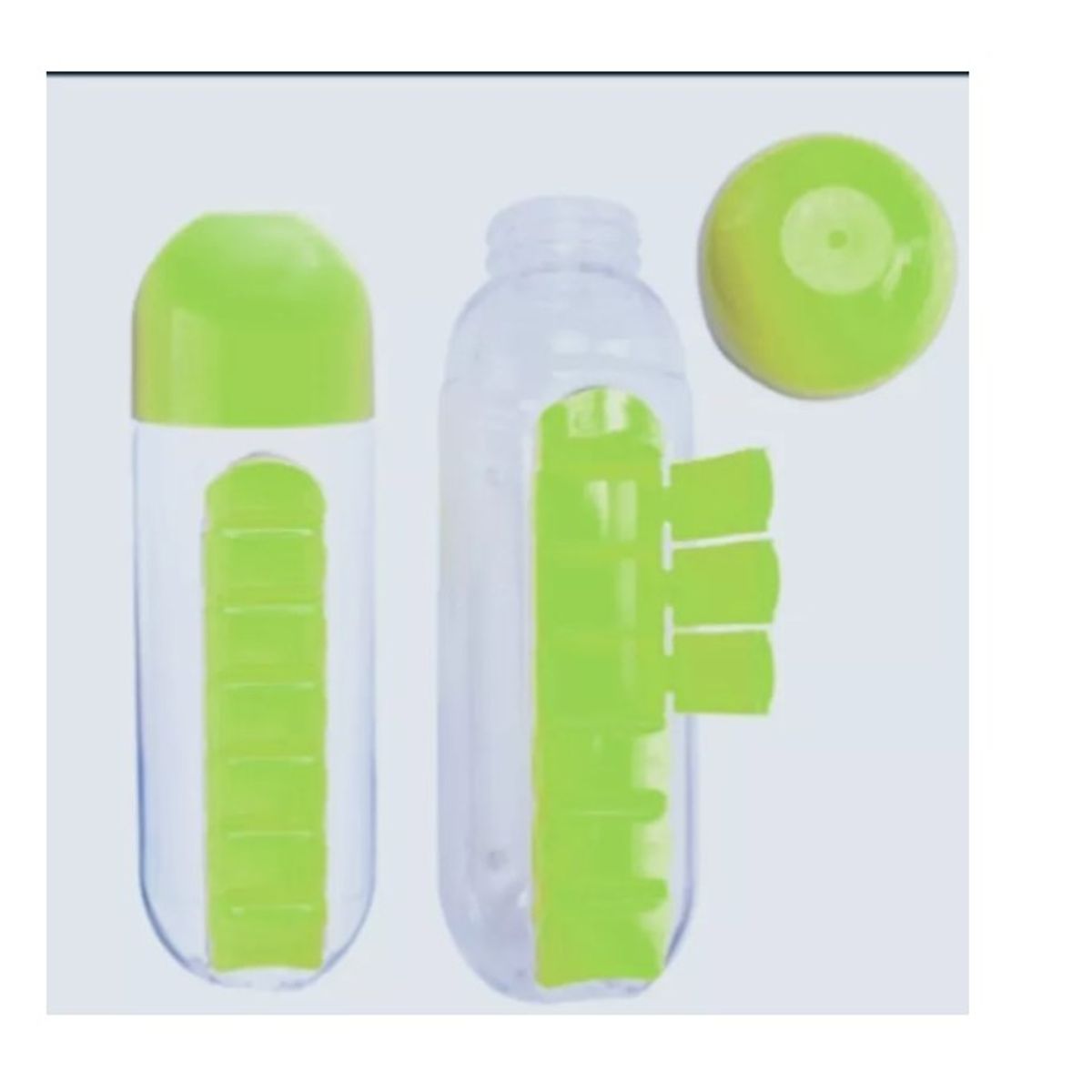 GENERICO - Botella De Agua 600ml + Pastillero Organizador De Pastillas Verde