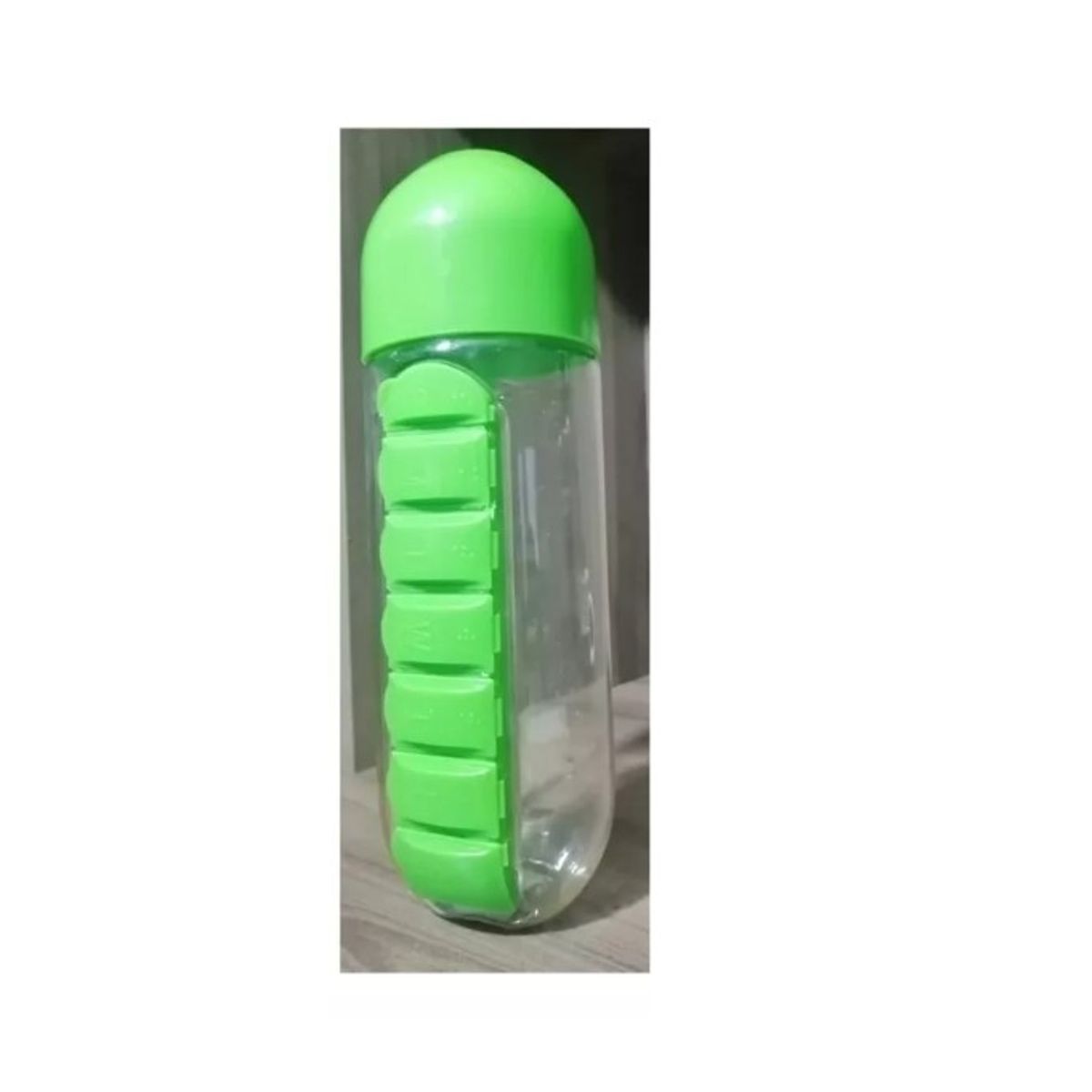 GENERICO - Botella De Agua 600ml + Pastillero Organizador De Pastillas Verde