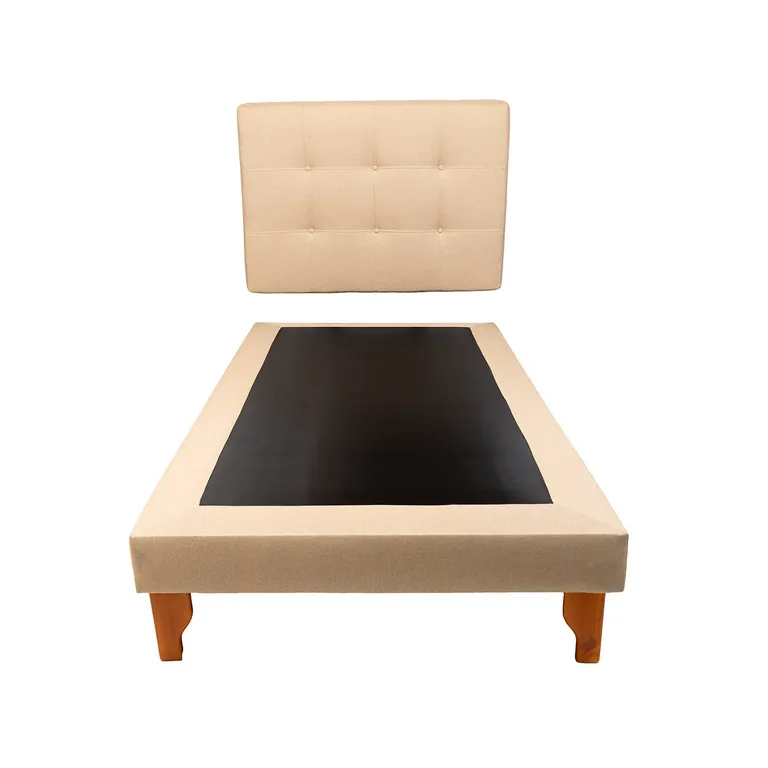 CAMA DE PLAZA BEIGE LINO.