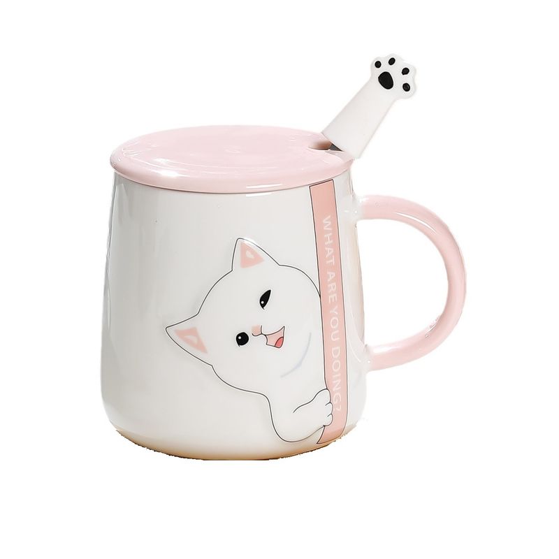 GENERICO - Tazón Mug Con Diseños De Gatos Incluye Tapa Y Cuchara