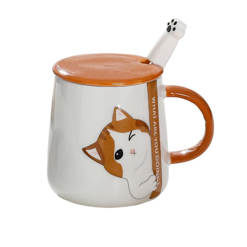 GENERICO - Tazón Mug Con Diseños De Gatos Incluye Tapa Y Cuchara